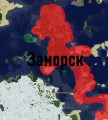 Карта территории Заморска на момент его существования, красным отмечена территория города